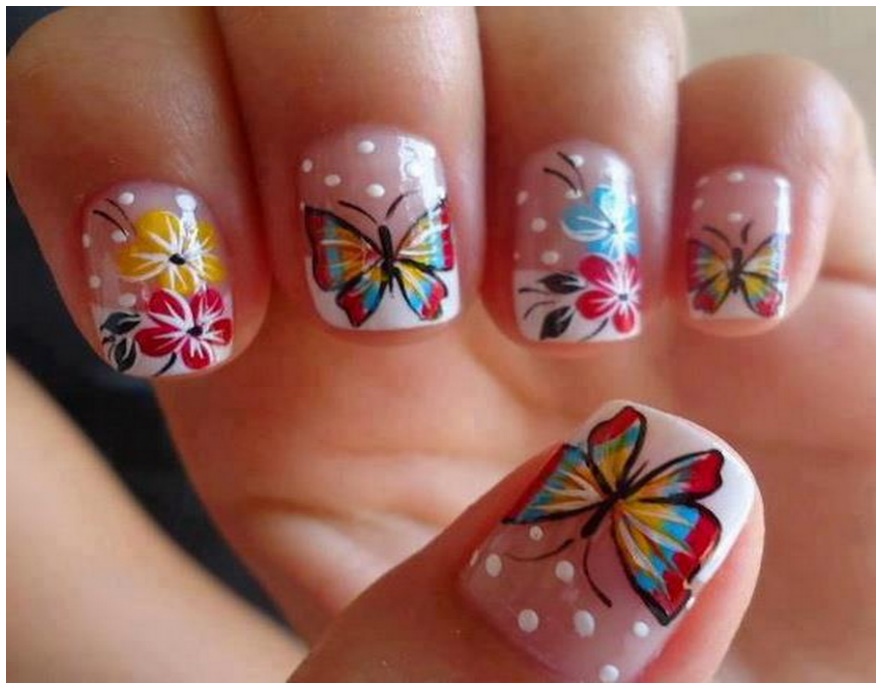 New age girls Nail Art Butterfly pics