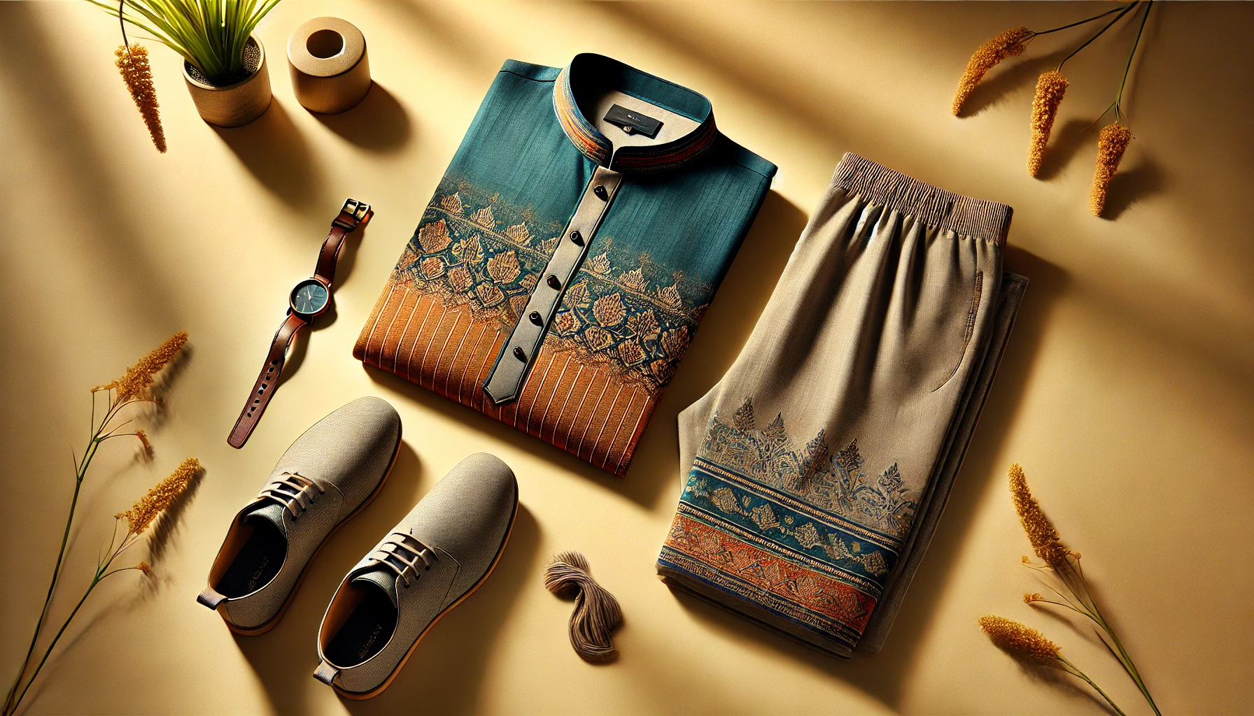 Best Men’s Kurta Salwar with Watch and Shoes